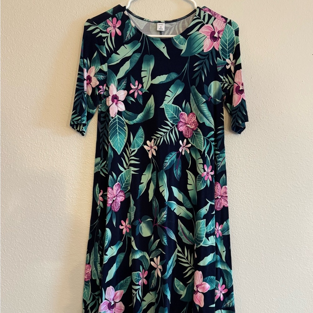 Old Navy Floral Midi Dress - Black and Green